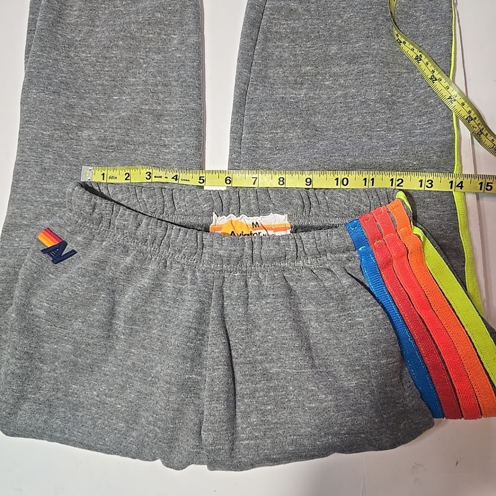 Aviator Nation 5 Stripe Joggers Grey Size M Tapered Ankle - Picture 4 of 8